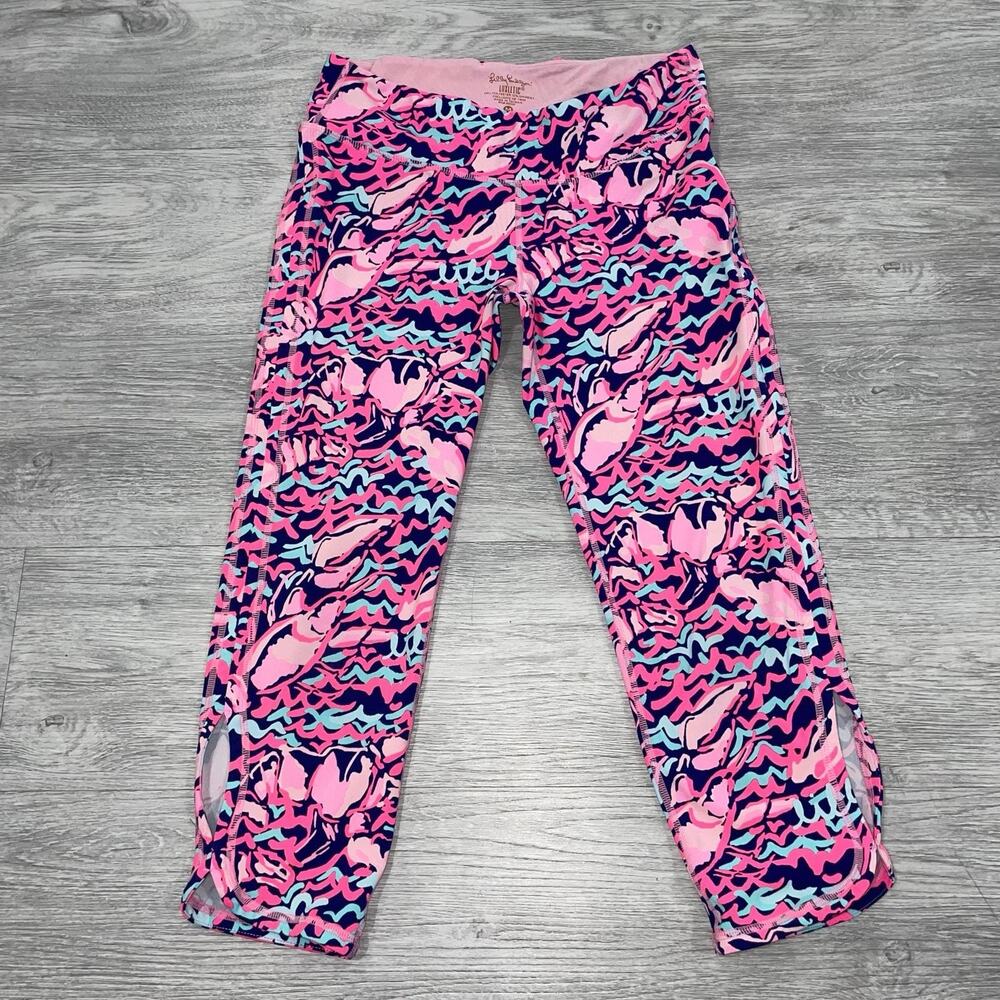 Lilly Pulitzer Pants Medium Beach Pink Stretch UPF 50+ Capri Crop Leggings